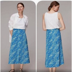 Whistles Seaform Skirt Button Front NWT 8